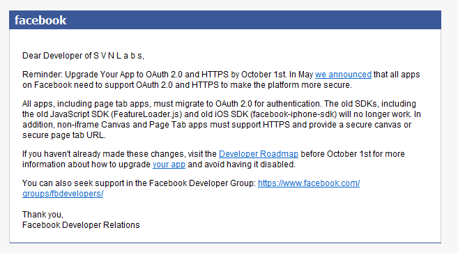 Reminder- Upgrade Your App to OAuth 2.0 and HTTPS by October 1st